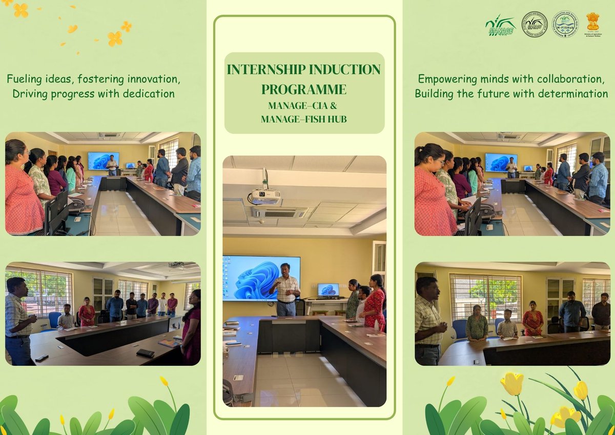 CiaManage's tweet image. During the induction, interns interacted with Dr. Saravanan Raj, Director (Agricultural Extension), MANAGE &amp;amp; CEO, MANAGE–CIA &amp;amp; MANAGE–FISH Hub 🌱

Insights on agri &amp;amp; aqua innovation and entrepreneurship 🚀

#MANAGECIA #FISHHub #Induction