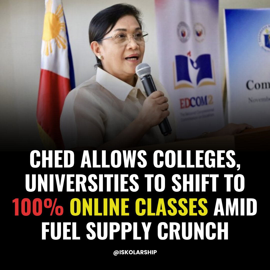 Iskolarship's tweet photo. COLLEGES ALLOWED TO SHIFT TO 100% ONLINE CLASSES! 🎓

The Commission on Higher Education (CHED) has approved a new policy allowing colleges and universities to shift to 100% online classes.

READ: https://t.co/P41LQrgX1f https://t.co/8ZVWJGIKUH