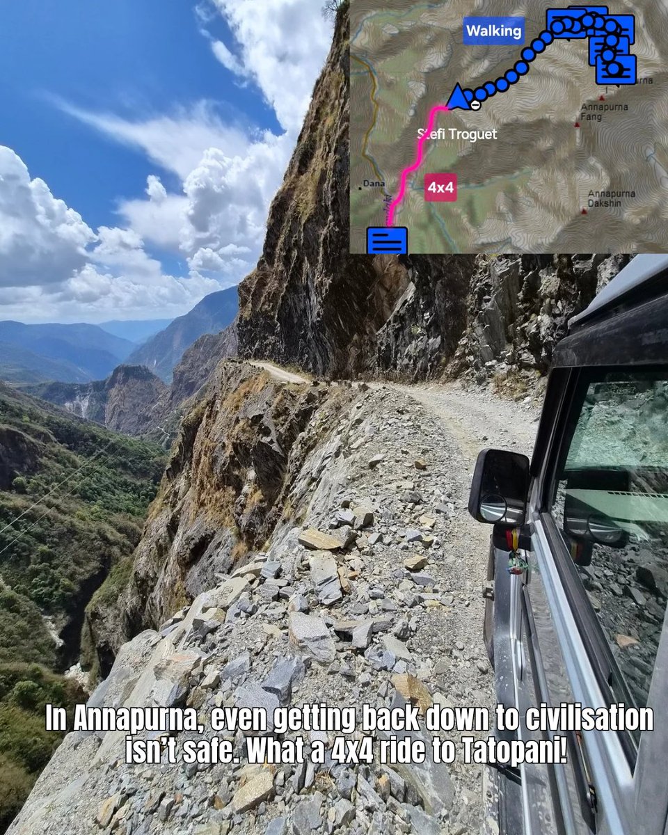 ETroguet's tweet photo. 🇳🇵On #Annapurna, the moment has come: patience and luck are everything!

🌨After rotation 2, the weather turned bad. So we decided to leave https://t.co/Qy4RdehJjq for a few days.
🌳I walked down to Humkhola.
🚜What a 4x4 ride to Tatopani!

1/2⬇️ https://t.co/5ljt8HLwmt