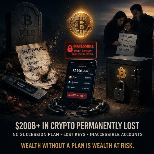 onbloodline's tweet photo. $200B+ in crypto is permanently lost - forgotten seed phrases, inaccessible wallets, no succession plan.

What happens to your digital wealth if something happens to you? If it can’t outlive you, it’s already at risk. Secure your legacy before it’s too late.

#crypto #onbloodline https://t.co/YW4Tt0uNCF
