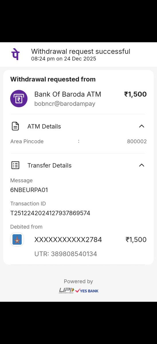 RahulKumar30199's tweet photo. @bankofbaroda  withdrawn from U'r ATM Vai  UPI amount got deducted but didn't dispance, I've visited both bank @BankofIndia_IN serval times,neither they'r Provide solutions or footage @NPCI_NPCI pls do needful written complaint given in @BankofIndia_IN Branch nothing happen @RBI https://t.co/W2k9eb5SCp