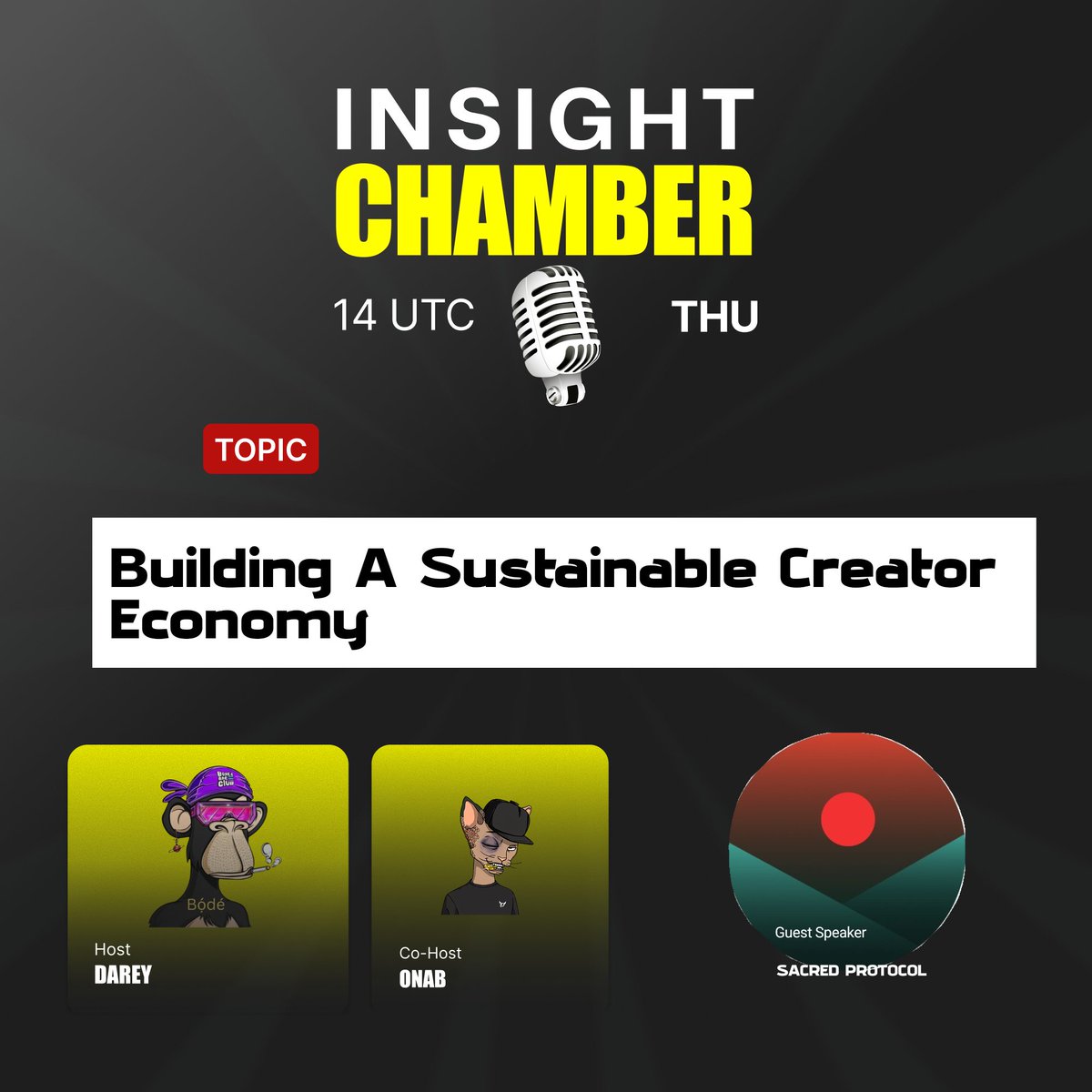 web3rey's tweet photo. INSIGHT CHAMBER EPISODE 21 IS HERE!

BUILDING A SUSTAINABLE CREATOR ECONOMY 

@SacredProtocol
Will be our guest on this episode.

Let's discuss how to create a sustainable economy for creators.

Set a reminder. Link in comment section 👇🏽 https://t.co/glj7YToQGi