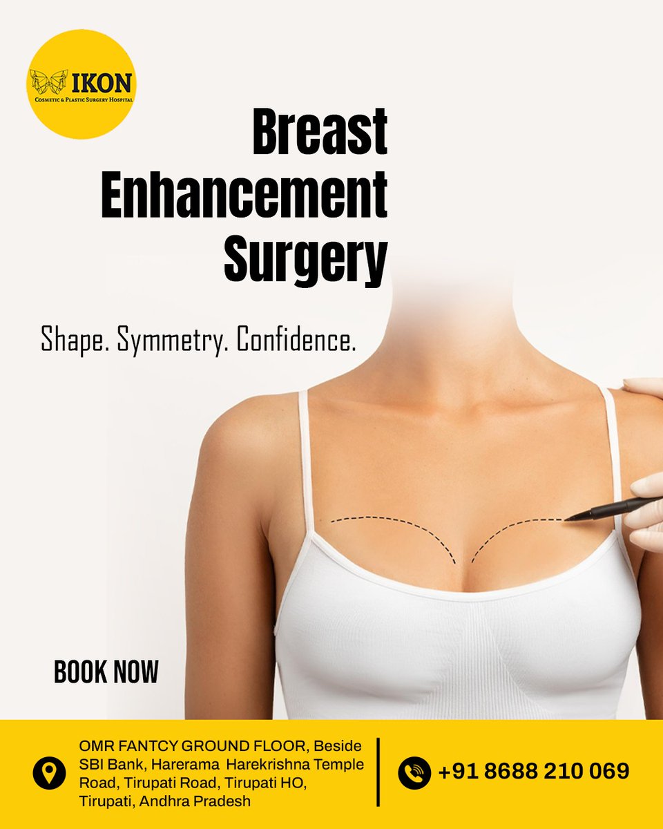 Ikonhospital2's tweet image. Feel confident in your own skin with safe and personalized breast enhancement solutions 📍 Visit us at IKON Cosmetic &amp;amp; Plastic Surgery Hospital.
#BreastEnhancement #CosmeticSurgery #ConfidenceMatters  #PlasticSurgery 
📍 Tirupati
📞 Book your consultation today: +91 8688 210 069