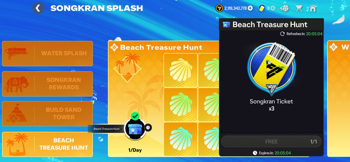 Akash62455881's tweet photo. 🚨SONGKRAN SPLASH EVENT🚨

✅BEACH TREASURE HUNT IS UNLOCKED

✅CHOOSE THESE BOXES FOR GIFTS TO DIRECTLY CLAIM

❤️HOPE THIS HELPS U❤️
#fcmobile #FCMobile @EASFCMOBILE https://t.co/FttGoymPOq