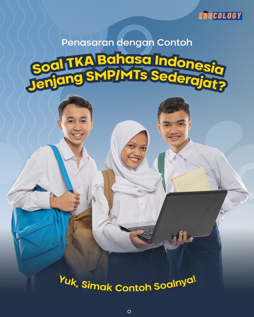educology_id's tweet photo. Sahabat Edu, kita latihan soal lagi yuk! ๐ฅ๐ช๐ป
Kali ini contoh soal TKA Bahasa Indonesia jenjang SMP/MTs/Sederajat loh! Yuk, coba kerjakan dan tulis jawaban kamu dikolom komentar ya!
#TKA2026 #ContohSoalTKA #TKASMP https://t.co/dlAi1X2JRq