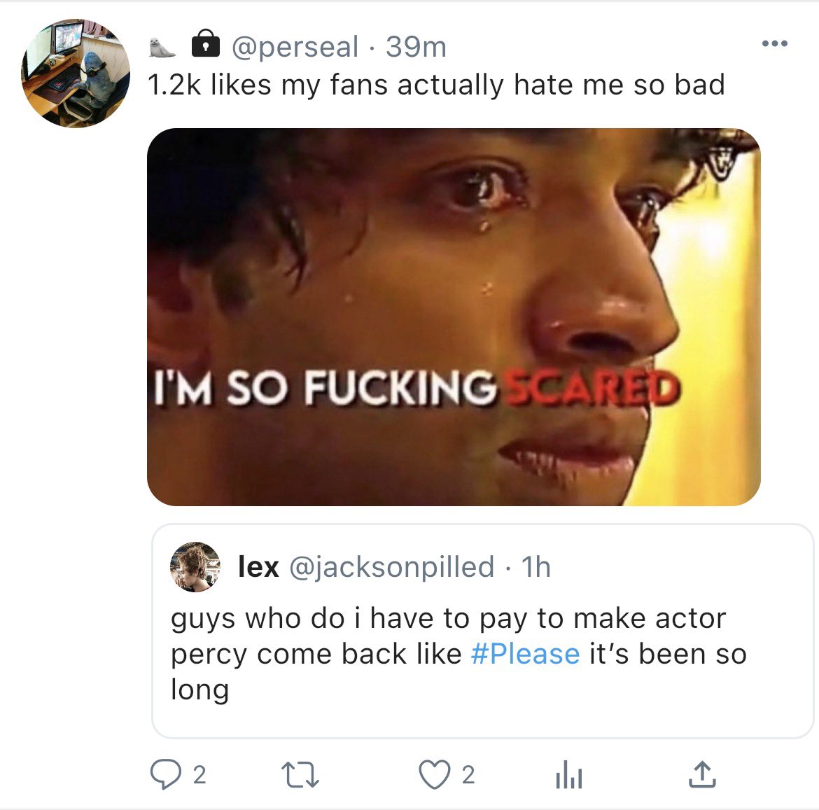 bethdefenders's tweet image. mini percabeth socmed au for you all

1. percy is not supportive of his fans actor percy agenda…