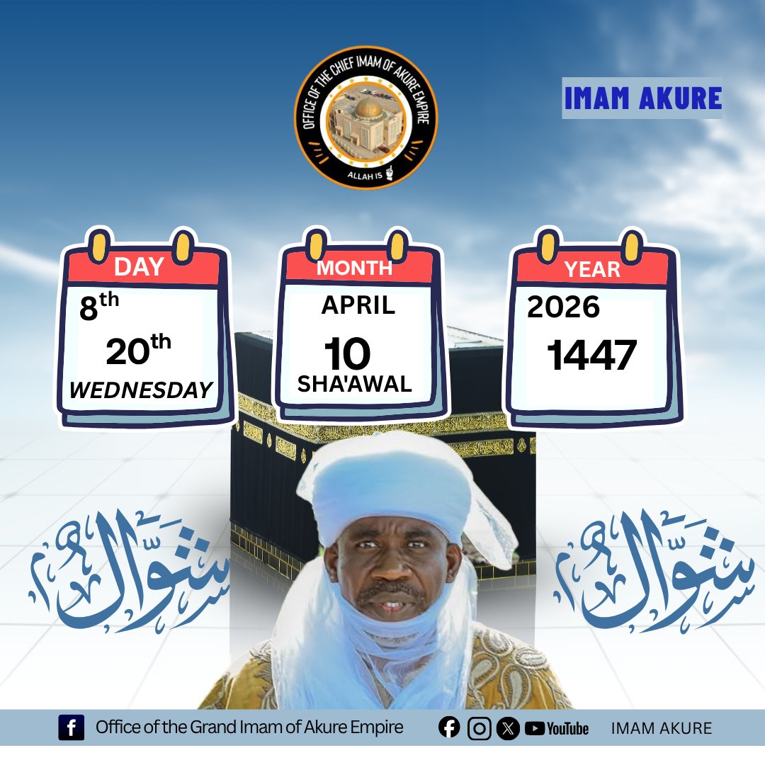 Today's date is Wednesday 20th Sha'awal 1447H / 8th April 2026.

#1447H #community #aita #campuslife #reality #Date #muslim #islam #islamic #islamicreminder #islamiccalendar2026 #calendar #EducationalSupport #career