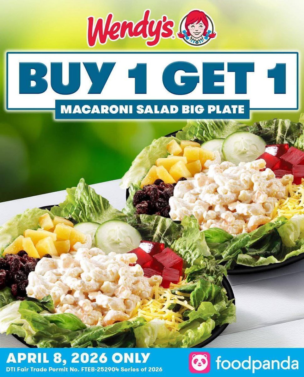 wdcgrussell's tweet image. Hi Capricons, if may budget kayo today, bili kayo nung salad ng wendy's sa foodpanda. May discount sila up to 200 plus voucher discount

ctto