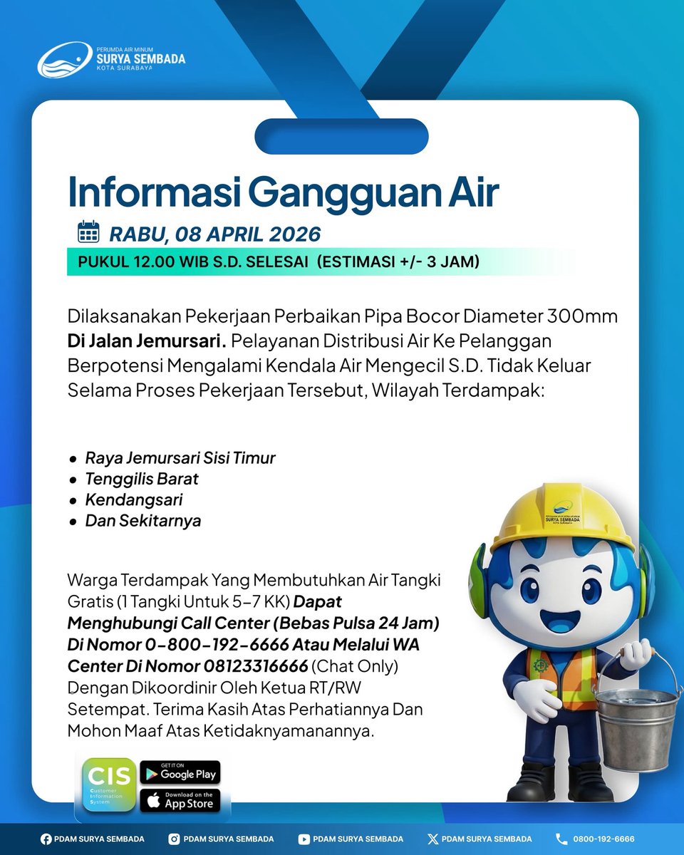 Perumda Air Minum Surya Sembada Kota Surabaya tweet media