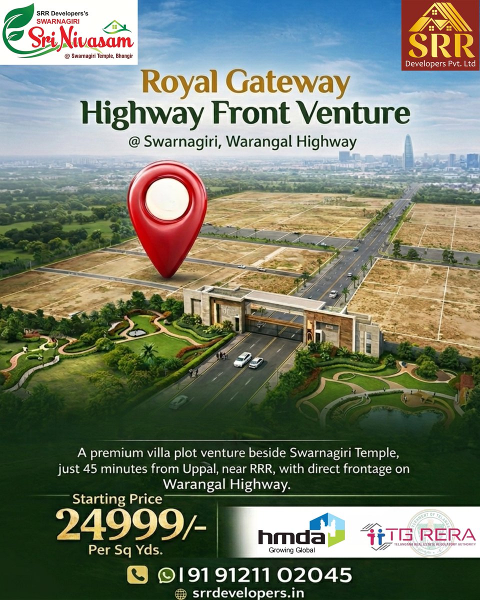 ChaithuSrr's tweet image. Highway pakkana land ante future gold 💰✨
Highway Facing Plots, Plots for Sale, Villa Plots, HMDA Approved, Real Estate Investment, Fast Growing Location
#HighwayPlots #VillaPlots #plotsforsale #viralphotochallenge #trendingpostchallenge #SRRDevelopers #RealEstateIndia