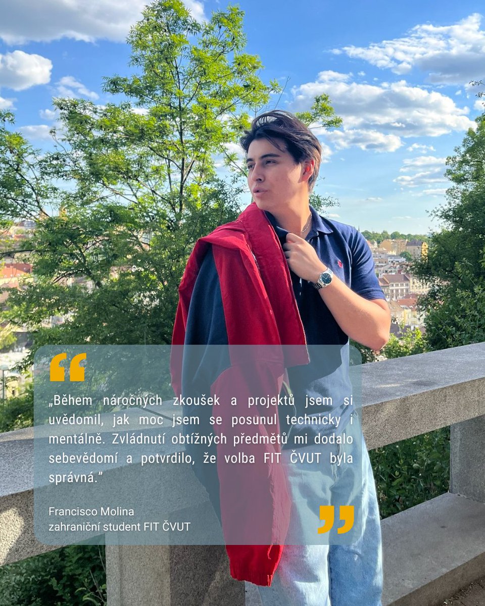 FIT_CTU's tweet image. 🌍 Proč si zahraniční studenti vybírají #FITČVUT?

Francisco Molina z Ekvádoru a Daria Objeleanscaia z Moldavska sdílejí svou zkušenost se studiem na FIT ČVUT. 

Přečtěte si celý rozhovor na webu FIT!
👉 fit.cvut.cz/cs/zivot-na-fi…