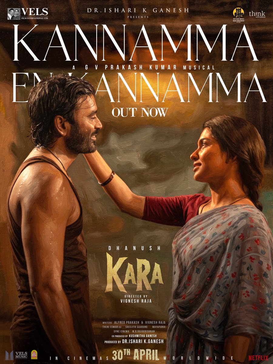 Same world, A new feel ♥️

#KannammaEnKannamma out now ✨
🔗 youtu.be/ACvs60qNtIs

A <a href="/gvprakash/">G.V.Prakash Kumar</a> musical 🥁
🎙️<a href="/dhanushkraja/">Dhanush</a>
🖋️<a href="/dhanushkraja/">Dhanush</a>

#KaraFromApril30

Directed by <a href="/vigneshraja89/">Vignesh Raja</a>
Produced by <a href="/IshariKGanesh/">Dr Ishari K Ganesh</a>

<a href="/dhanushkraja/">Dhanush</a> <a href="/VelsFilmIntl/">Vels Film International</a>