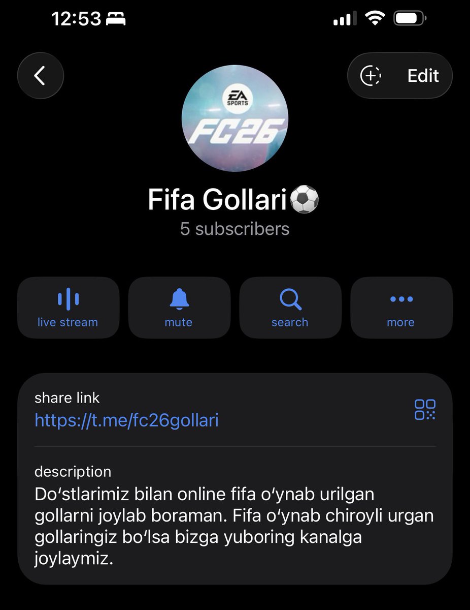 Bugun bitta yangilik qilib kichik kanalcha ochdim. Faqat qiziquvchilar kirsin. Rahmat.