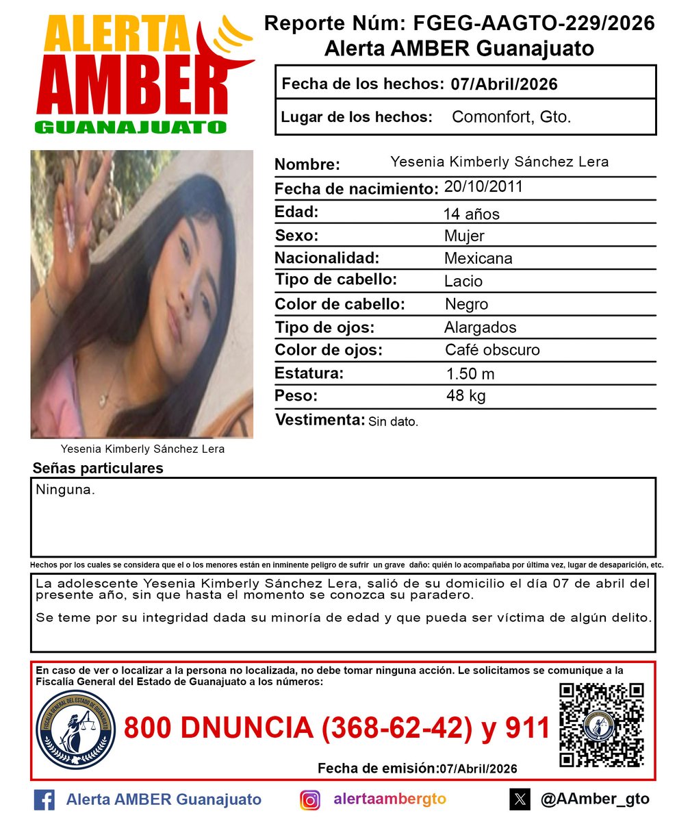Alerta AMBER GTO. tweet media