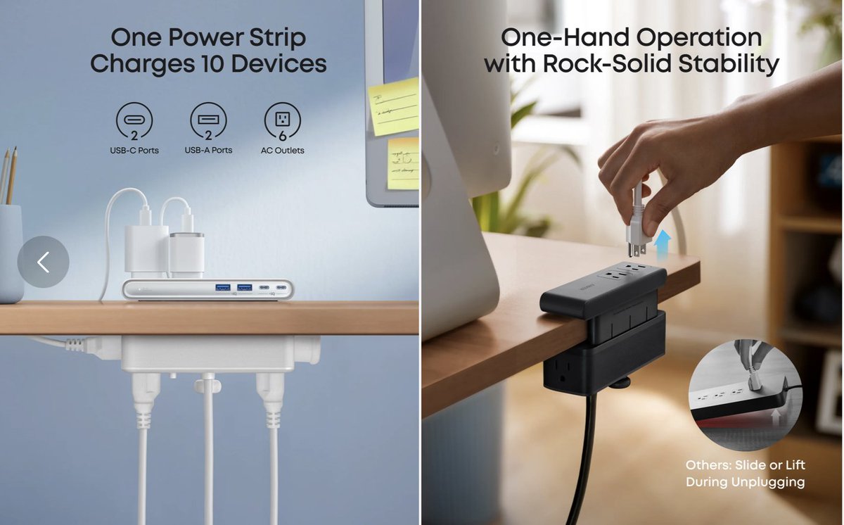gogiinc's tweet image. Clean desk, powerful charging..   

The Anker Nano Power Strip (10-in-1) delivers 70W USB-C fast charging, 6 AC outlets, and a smart clamp design for ultimate cable management. 

One strip. Zero mess. Maximum power.  

more details -  gogi.in/anker-nano-pow… 

#Anker #PowerStrip