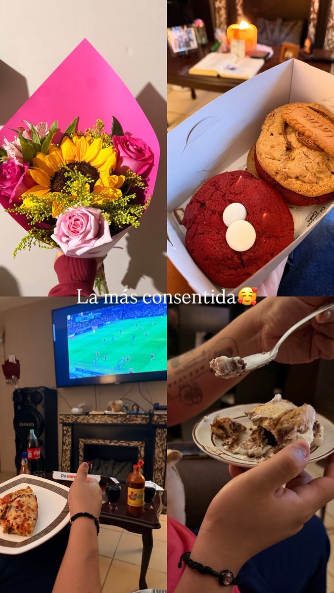 IngridFlores09's tweet photo. No hubo maratón de rápidos y furiosos, pero sí hubo partido del Cruz Azul, flores bonitas, NY cookies y un rol🤤🥰 https://t.co/PL3XHQaKYi