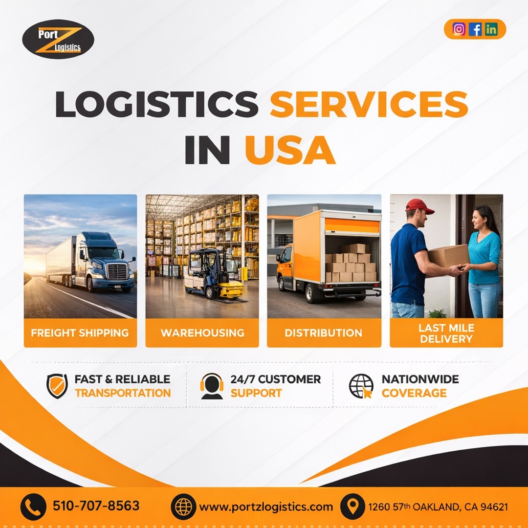 Portzlogistic's tweet image. LOGISTICS SERVICES IN USA 🇺🇸🚚

From freight shipping to last-mile delivery—PORT Z LOGISTICS handles it all with speed and care.
📞 510-707-8563
#PortZLogistics #LogisticsServices #USAlogistics #FreightTransport #WarehouseLife #LastMileDelivery #FastShipping #BusinessLogistics