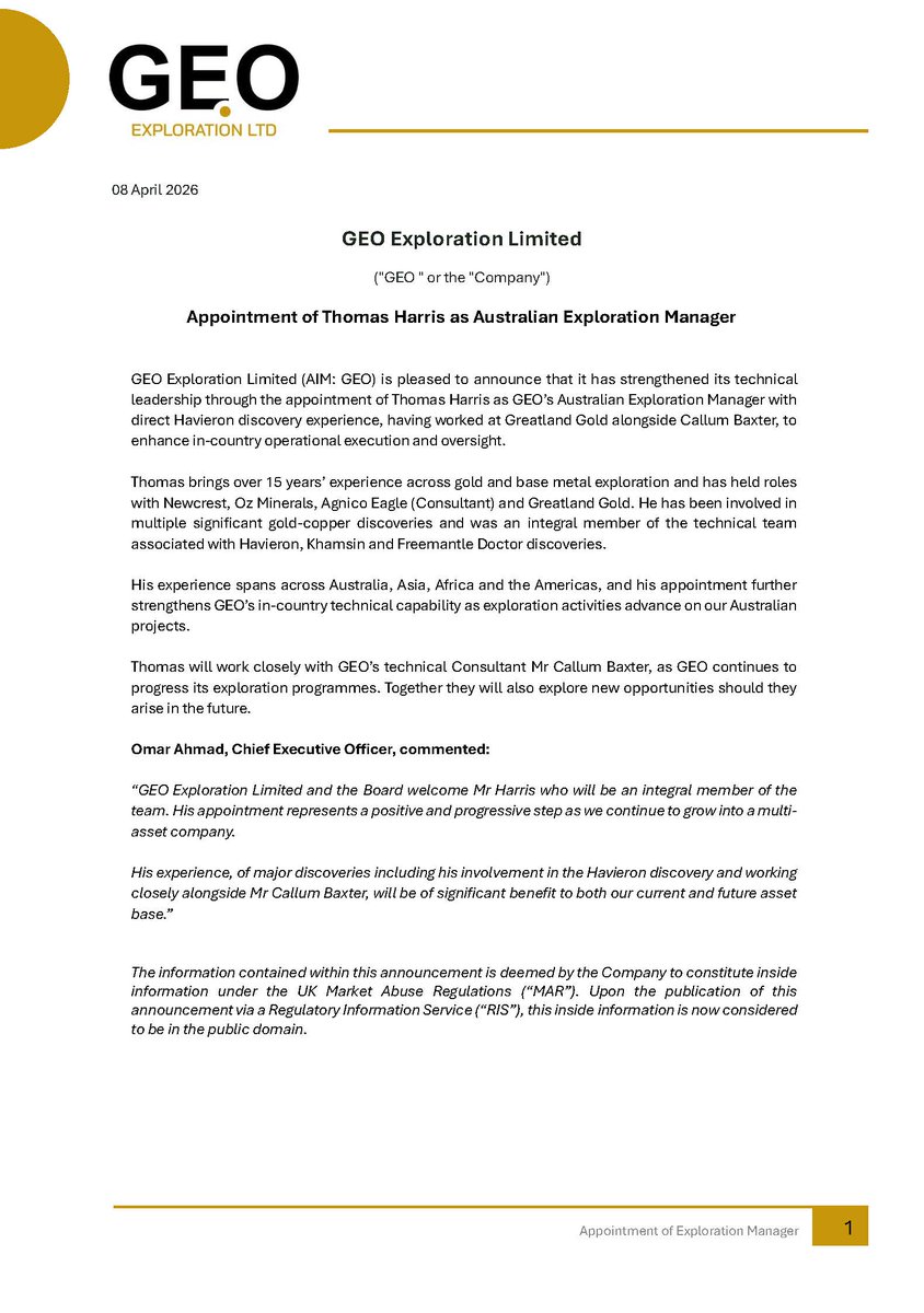 GEO Exploration Limited tweet media