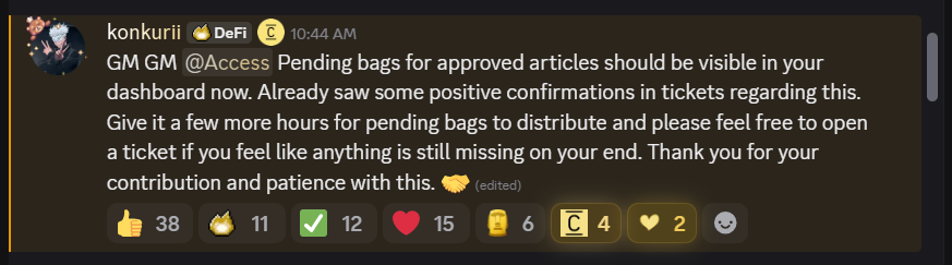 Guys, check if your Pending Bags are now visible on the Dashboard.

Many people have already received them. If you are still having any issues or have not received your bags, don't delay... Open a Ticket ASAP. 

More details are in this screenshot. Best wishes to all