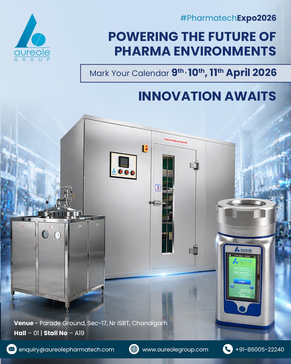 Aureolegroup's tweet image. Powering the future of controlled environments. 🌍

📅 9th • 10th • 11th April 2026
📍 Parade Ground, Sec-17, Nr ISBT, Chandigarh
🏛️ Hall 01 | Stall No – A19

#aureolegroup #pharmatechexpo2026 #cleanroomtechnology #pharmainnovation #engineeringsolutions