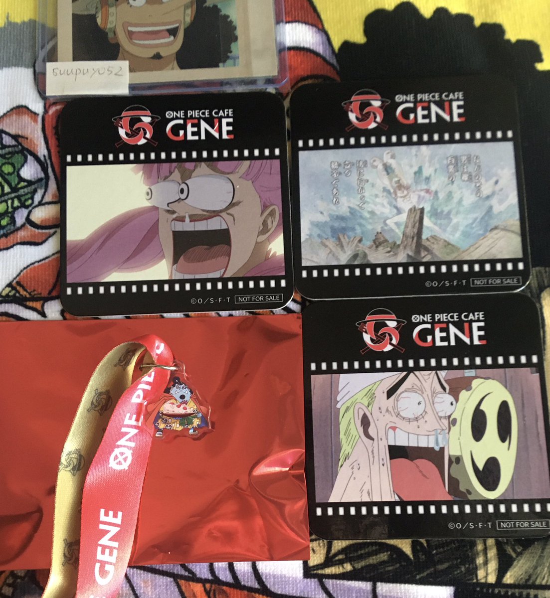 suupuyo52's tweet photo. 【交換】 ONEPIECE GENE Cafe ONE PIECE ワンピース カフェ
譲→
バンド:ジンベエ　
コースター:ペローナ エネル フランキー

求→
バンド:ウソップ
コースター：ウソップ
ミニアクスタ：ウソップ

コースター⇆バンドなど
種類違いの交換可能です

希望が被ったときはまとめてのお取引優先
郵送希望 https://t.co/GkHSX8xHoH