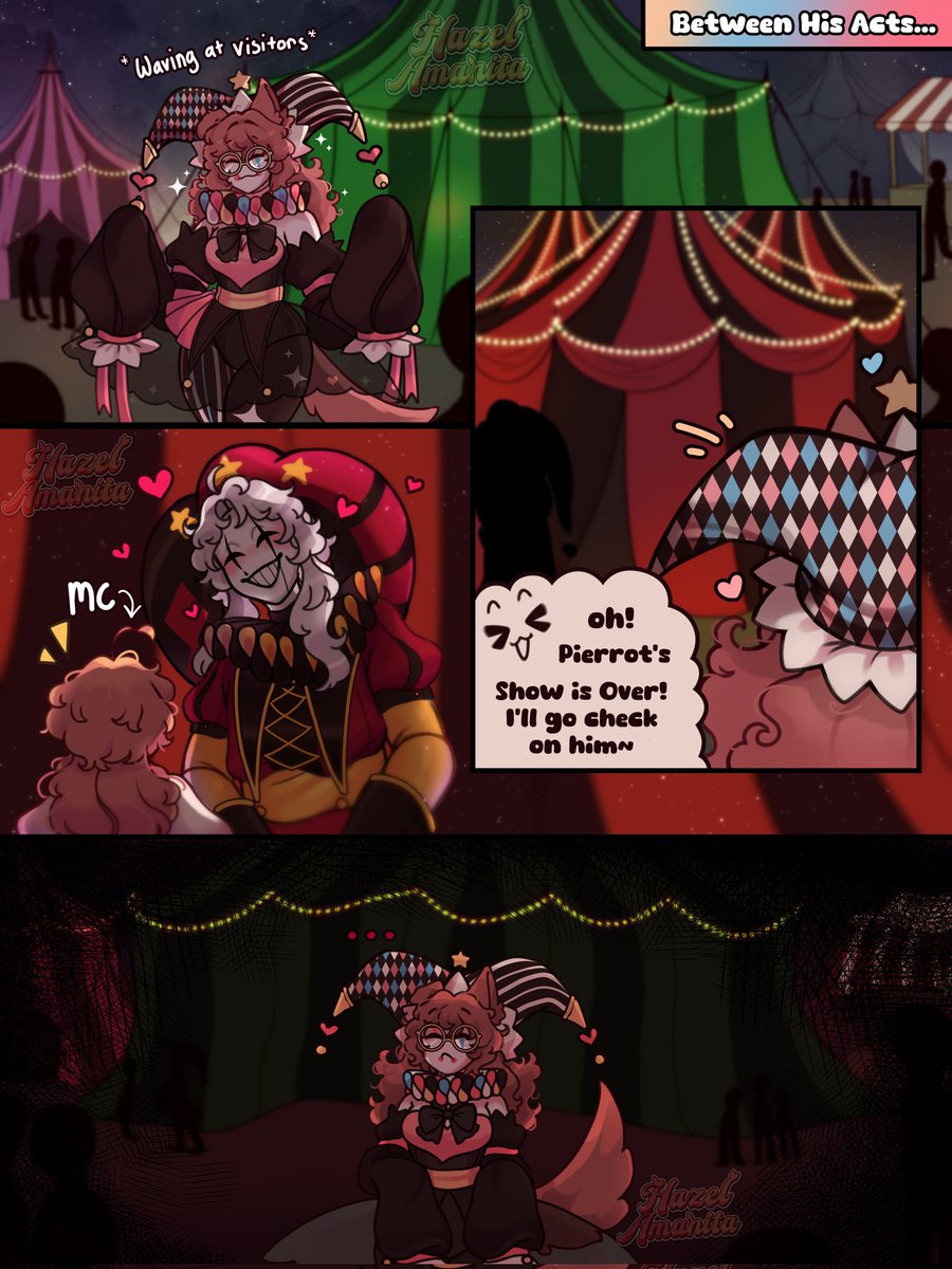 Hazel_amanita's tweet photo. A Lil comic about my Freak Circus OC, Prima. A dog beast who's fear of abandonment goes from 0 to 100 very quick ♡

#thefreakcircus / #thefreakcircusoc https://t.co/JoR2s8JkSB