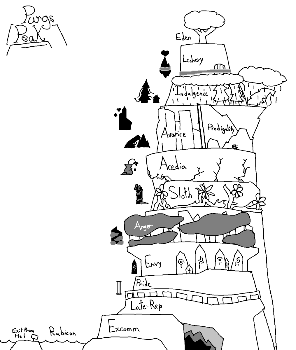 got bored, so instead of making part 2 of that fuckass u.c. comic, i remade the simplistic map of purgs peak

#purgspeak #milkyq