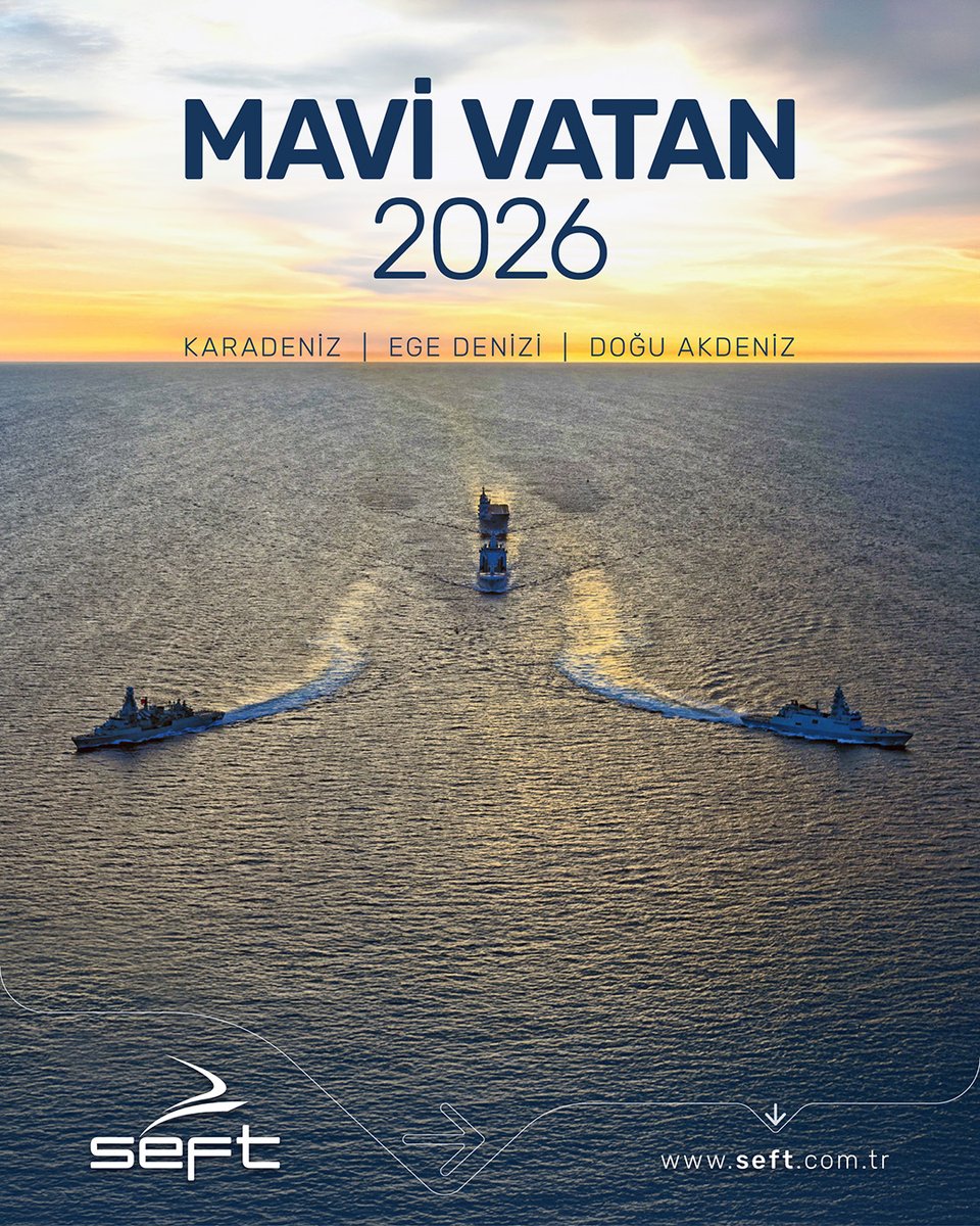 seftengineering's tweet photo. Deniz Kuvvetleri Komutanlığımız tarafından Karadeniz, Ege Denizi ve Doğu Akdeniz'de icra edilen MAVİ VATAN - 2026 tatbikatında, SEFT imzalı projelerle var olmaktan gurur duyuyoruz. 

@SavunmaSanayii 
@aselsan 
@HAVELSANResmi 
@roketsan 

#shipdesign #shipyard #TCGDERYA https://t.co/8TKGD3KTae