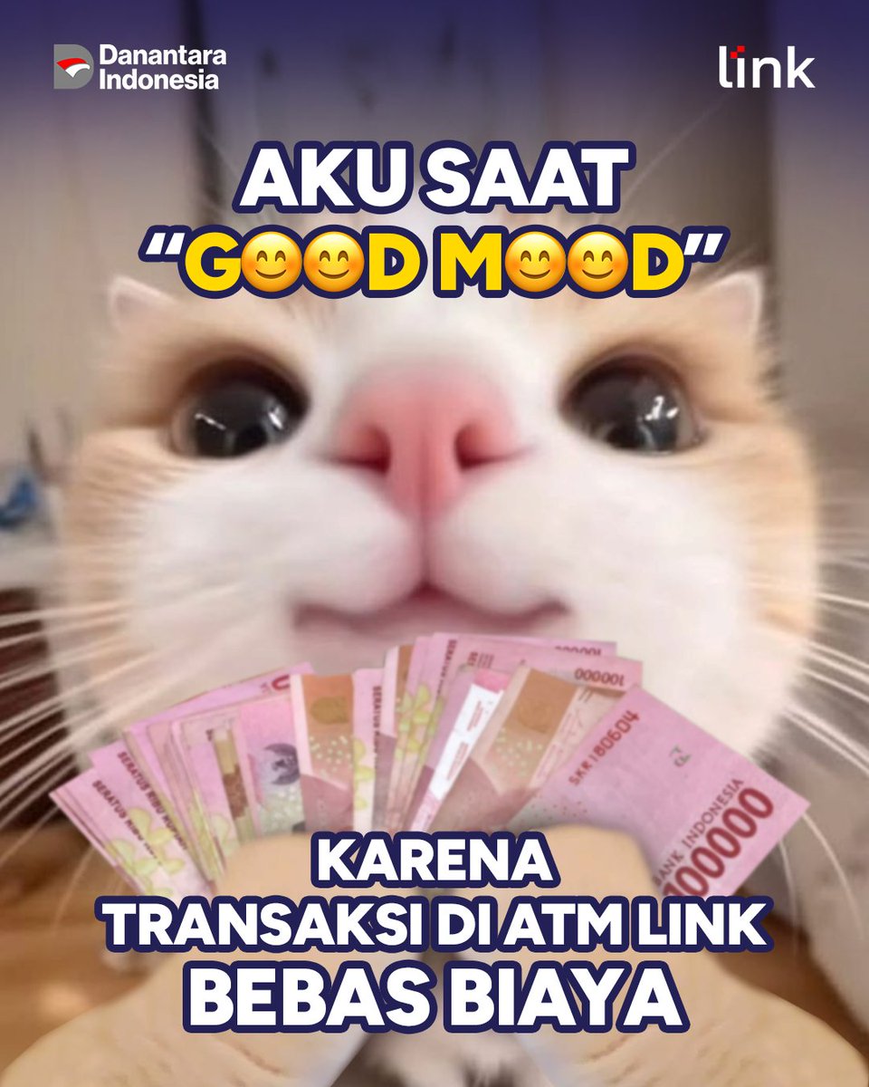 atmlinkofficial's tweet photo. Transaksi hemat, mood auto naik! ✨

Transaksi di ATM Link jamin bikin auto good mood, soalnya Cek Saldo, Tarik Transaksi hemat, mood auto naik! ✨

Paling sering pakai ATM Link buat transaksi apa nih? 

#ATMLink #ATMLinkUntukSemua https://t.co/dkLqoOnDPY