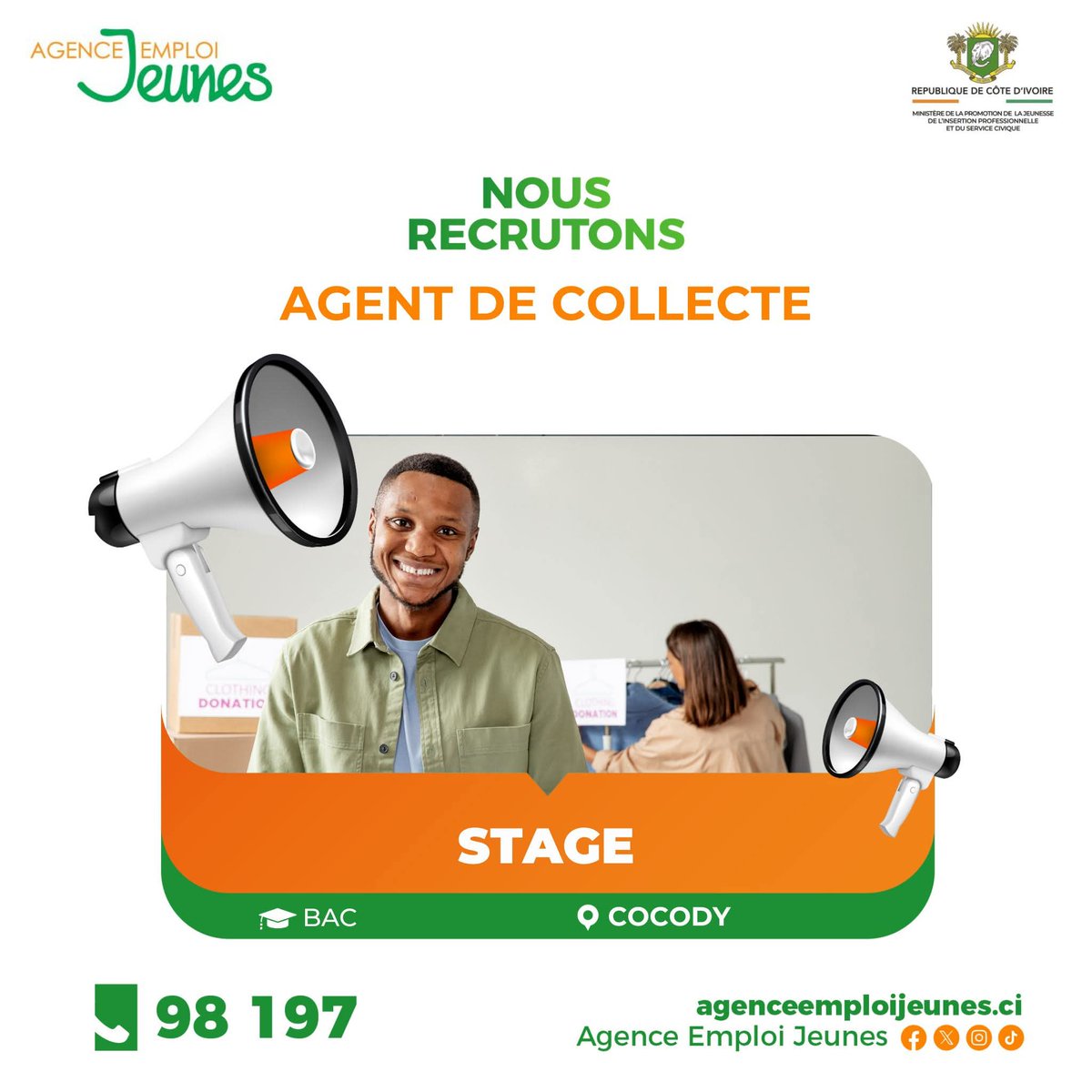 EmploiJeunesci's tweet image. #jobalert
🔴 STAGE
Nous recrutons 10 Stagiaires Agents de collecte pour le compte de l’un de nos partenaires.
👉 Rendez-vous sur le site agenceemploijeunes.ci pour postuler et découvrir plus d'offres.

📌 Tous les services de l'Agence Emploi Jeunes sont gratuits
#STAGE #PJGOUV