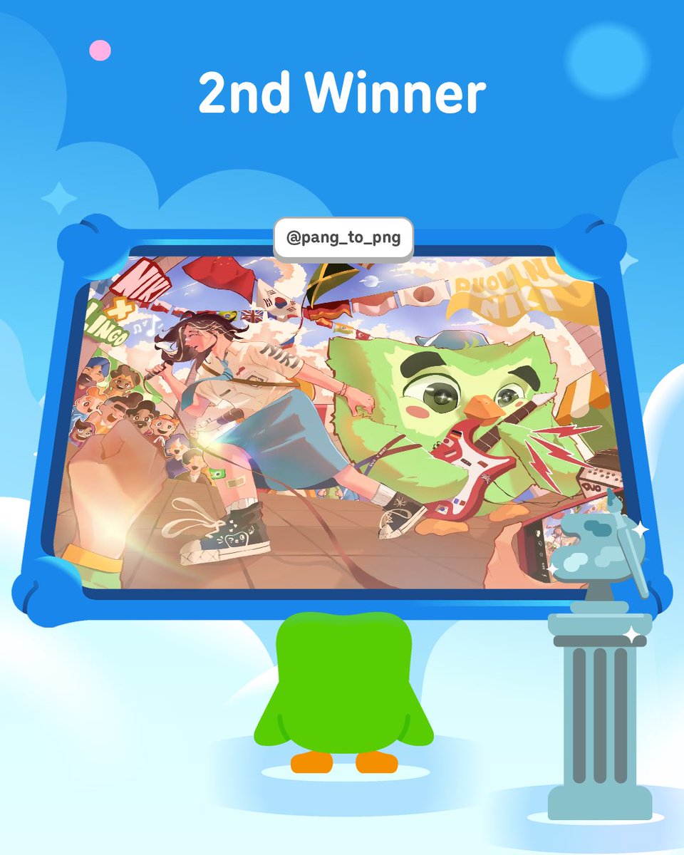 Duolingo_IDN's tweet photo. [WINNER ANNOUNCEMENT FAN ART CHALLENGE DUOLINGO & NIKI]

OMG!! Akhirnya tiba waktunya untuk aku announce para pemenang Fan Art Challenge 🥺

Selamat untuk kamu yang terpilih yaa! ✨
1st Winner: dyllvaliant
2nd Winner: pang_to_png
3rd Winner: prince.jthn
X Favorite Winner: 
@revisidikit 

Karya kalian bener-bener bikin aku terharu! Jujur semuanya keren-keren! 💚

Makasih banyak yaa udah ikut meramaikan challenge ini! 
Buat yang belum menang, don’t worry! Karena bakal ada challenge seru lainnya dari akuww, stay tuned! 👀✨