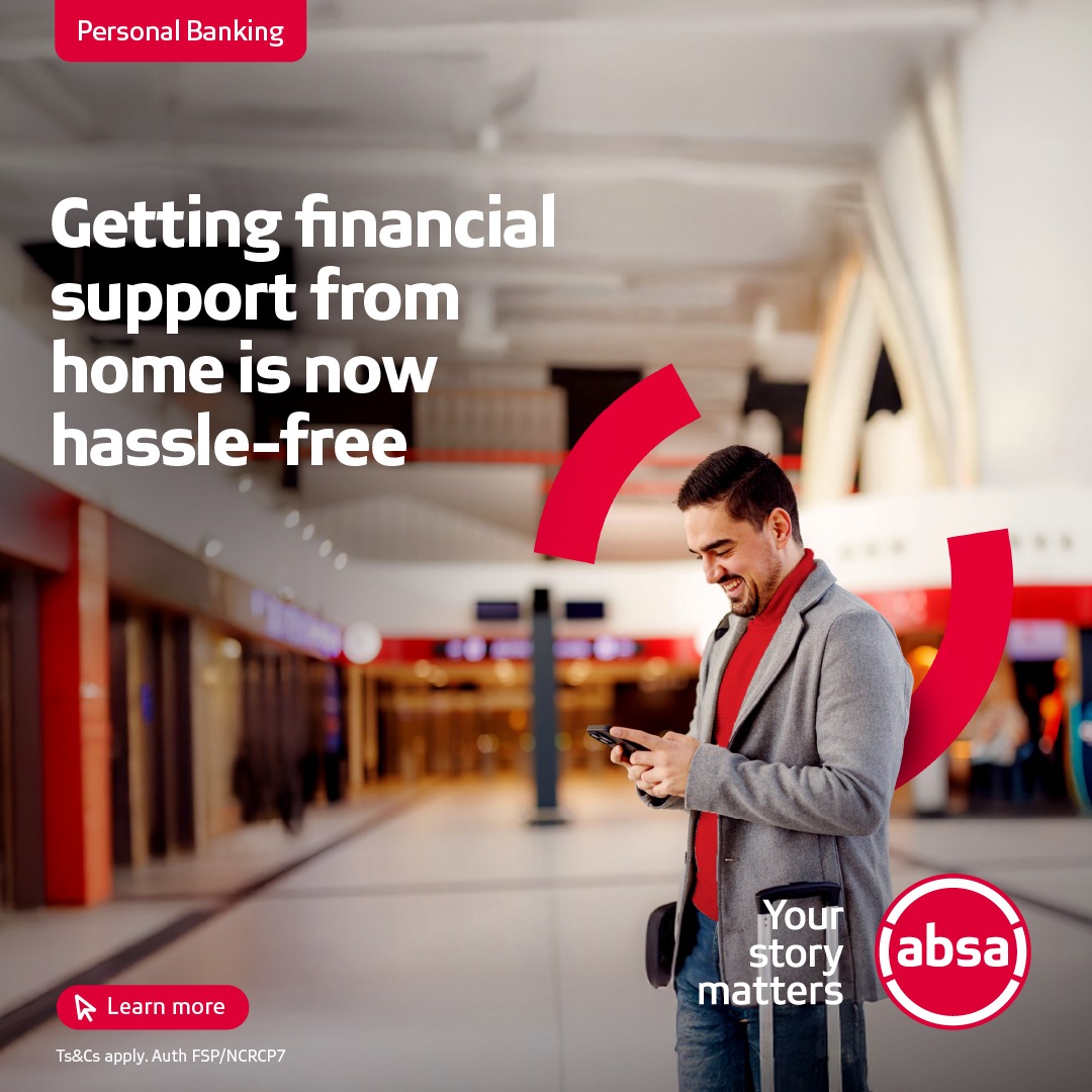 AbsaSouthAfrica's tweet photo. Watch your child go overseas knowing you can still provide financial support with Absa Global Pay. Send money across borders safely, instantly and affordably. ​

Your Story Matters