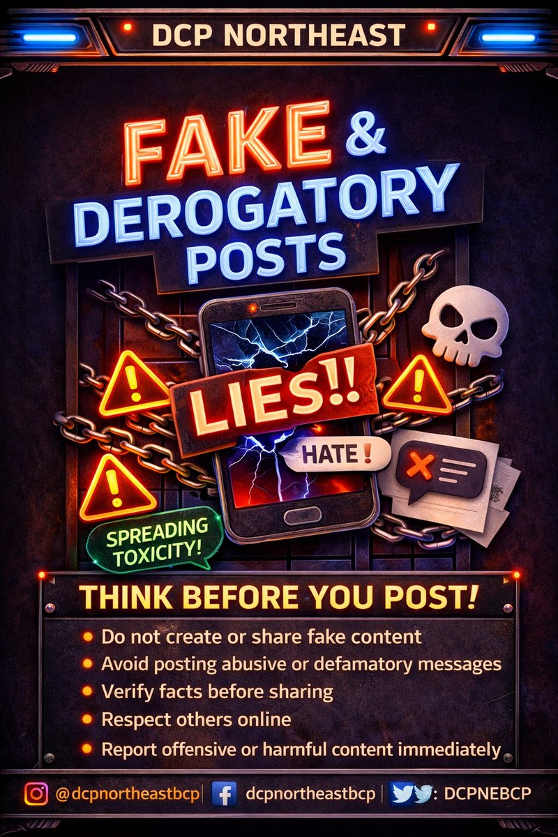 DCPNEBCP's tweet image. ಜವಾಬ್ದಾರಿಯಿಂದ ಪೋಸ್ಟ್ ಮಾಡಿ!

•ಆನ್‌ಲೈನ್‌ನಲ್ಲಿ ಏನನ್ನಾದರೂ ಹಂಚುವ ಮೊದಲು ಯೋಚಿಸಿ.
•ವದಂತಿಗಳು ಅಥವಾ ತಪ್ಪು ಮಾಹಿತಿಯನ್ನು ಹರಡಬೇಡಿ.
•ದ್ವೇಷ ಭಾಷಣ, ನಿಂದನೆ ಅಥವಾ ಟ್ರೋಲಿಂಗ್ ತಪ್ಪಿಸಿ.
•ನಿಮ್ಮ ಡಿಜಿಟಲ್ ಗೌರವವನ್ನು ಕಾಪಾಡಿಕೊಳ್ಳಿ.

ಹಾನಿಕಾರಕ ಅಥವಾ ಅಕ್ರಮ ವಿಷಯವನ್ನು ತಕ್ಷಣವೇ ವರದಿ ಮಾಡಿ.

#Awareness #DcpNorthEast