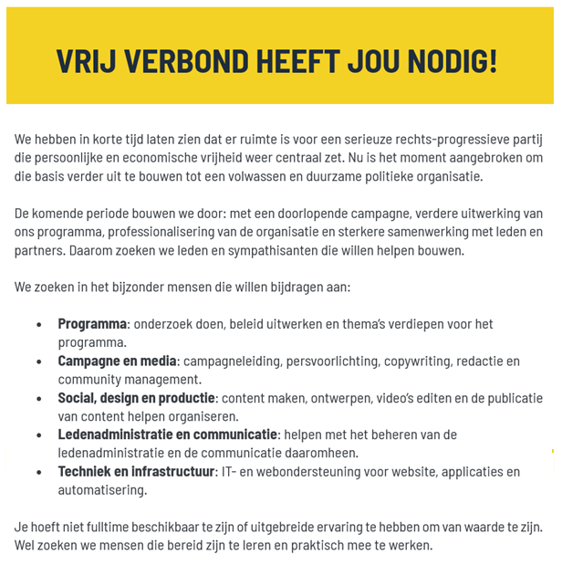 BartBurggraaf's tweet photo. Wil je niet alleen over politiek praten, maar er ook echt aan meebouwen? 

Kom Vrij Verbond helpen met programma, campagne, media, content, ledencommunicatie of techniek.

Aanmelden kan via de link in de reply. Vragen? Stuur me een PM. https://t.co/d0tscNVCf3