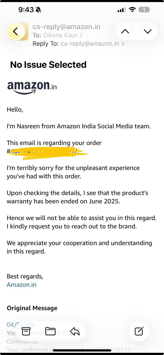 dikshakaur's tweet photo. @AmazonHelp Putting up again as Indians must know how @amazon treats Indian residents. As an American, I definitely know this would not fly in the US and Amazon US would have done everything to sort out the issue. @amazondotin https://t.co/EHS9fOnUhF