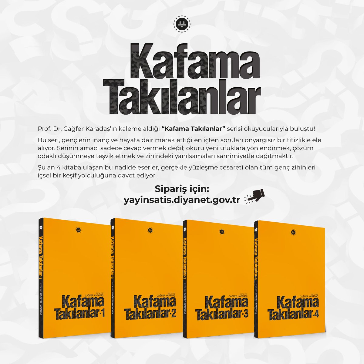 Bu seri, gençlerin inanç ve hayata dair merak ettiği en içten soruları önyargısız bir titizlikle ele alıyor. 

Detaylar için:📷
yayinsatis.diyanet.gov.tr/kafama-takilan…

#DiyanetKitap #KafamaTakılanlat