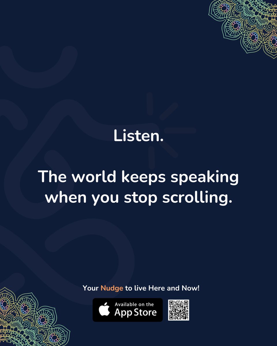simplenudge's tweet image. When scrolling pauses, listening begins.

And in that simple shift, the ordinary world becomes vivid again.
Nudge helps bring awareness back to moments like this.

Download Now: apps.apple.com/us/app/your-nu… 

#mindful #nudge #mindfulness #meditation #mindfulmoments