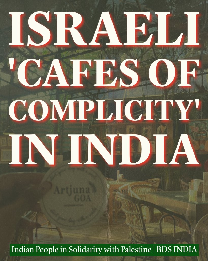 ipsp_official's tweet image. Israeli 'Cafes of Complicity' in India

Branding Erasure and Appropriation:

#Israelicafes #Boycott #BDSmovement #palestine #solidarity #indianswithpalestine #bdsinindia