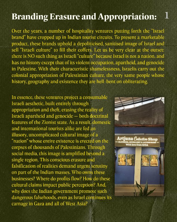 ipsp_official's tweet image. Israeli 'Cafes of Complicity' in India

Branding Erasure and Appropriation:

#Israelicafes #Boycott #BDSmovement #palestine #solidarity #indianswithpalestine #bdsinindia