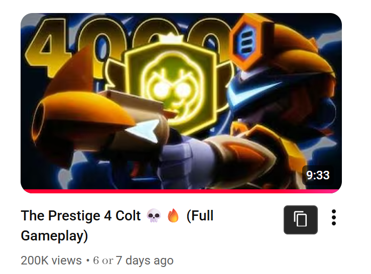 Prestige 4 Colt thumbnail made by me for <a href="/PhysicBS/">Physic</a> 

Got 200k views in about 6 to 7 days.

Insane grind from him, He will def also get first legit prestige 5!

#thumbnail #thumbnaildesign #3dart #blender #photoshop #physic #brawlstars #supercell