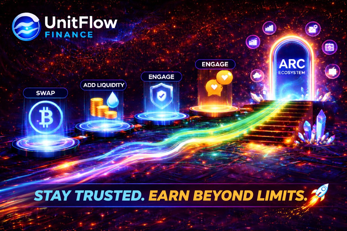 MHJOE07's tweet photo. In DeFi, trust compounds faster than capital when your actions stay consistent. ⚡

With @UnitFlowFinance, every swap, liquidity strategy, and ecosystem interaction strengthens your on-chain reputation and unlocks smarter @arc rewards. 🌊

Stay trusted. Earn beyond limits. 🚀 https://t.co/lHqSBSE17h