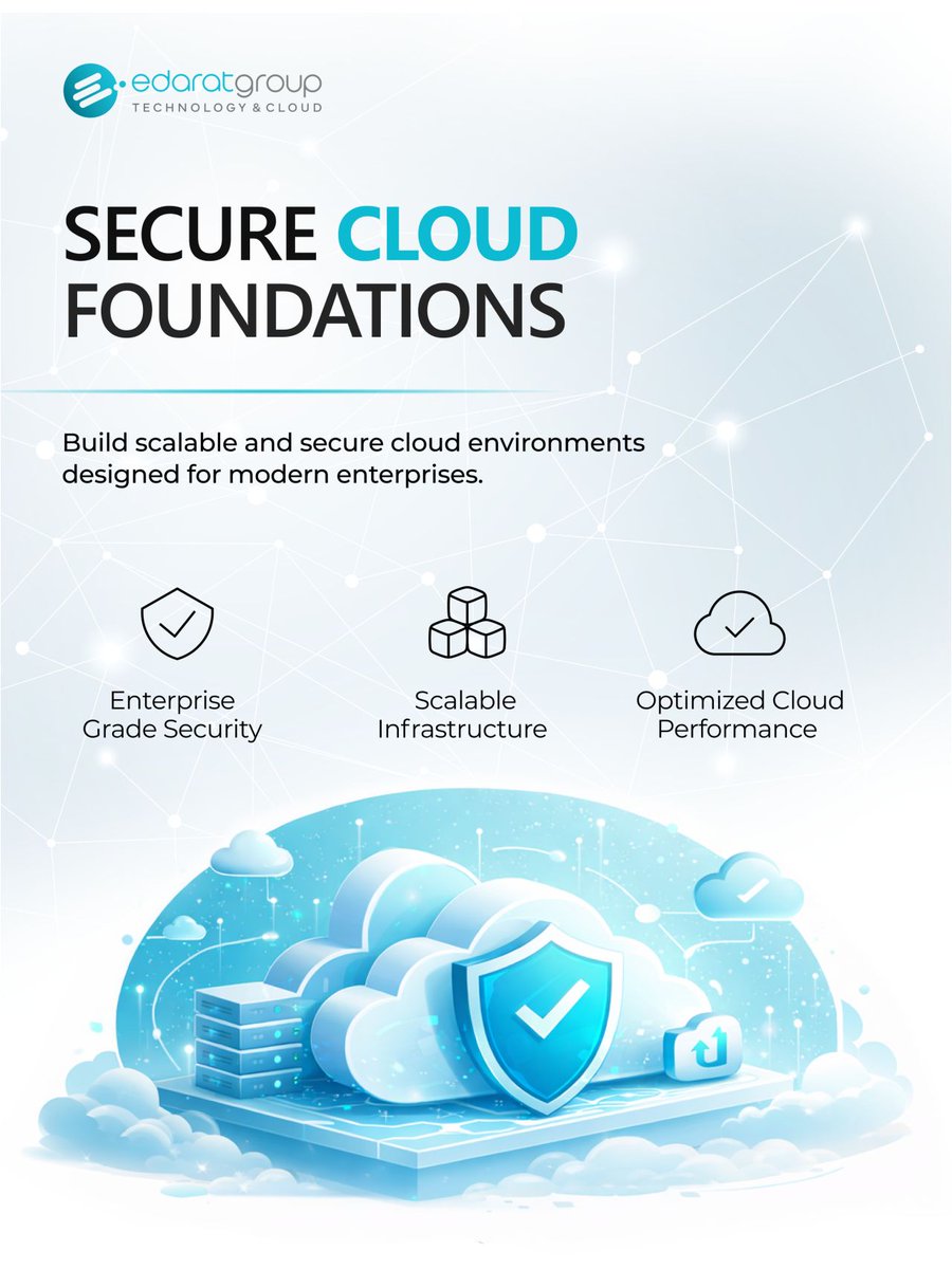 EdaratGroup's tweet photo. 𝗧𝗿𝘂𝘀𝘁𝗲𝗱 𝗖𝗹𝗼𝘂𝗱 𝗙𝗼𝘂𝗻𝗱𝗮𝘁𝗶𝗼𝗻𝘀 𝗳𝗼𝗿 𝗮 𝗛𝗶𝗴𝗵-𝗦𝘁𝗮𝗸𝗲𝘀 𝗘𝗻𝘃𝗶𝗿𝗼𝗻𝗺𝗲𝗻𝘁 🔒🇸🇦

As uncertainty rises, the strength of your digital foundation becomes a strategic priority.

Edarat Group helps Saudi enterprises secure their operations with cloud infrastructure designed for resilience, compliance, and uninterrupted readiness.

This is more than 𝗖𝗹𝗼𝘂𝗱 ... This is 𝗖𝗼𝗻𝗳𝗶𝗱𝗲𝗻𝗰𝗲 built into your infrastructure.

𝗦𝗲𝗰𝘂𝗿𝗲 𝘆𝗼𝘂𝗿 𝗳𝘂𝘁𝘂𝗿𝗲 𝘄𝗶𝘁𝗵 𝗘𝗱𝗮𝗿𝗮𝘁 𝗚𝗿𝗼𝘂𝗽:
 🔗 https://t.co/fvS9CqWllf

#SaudiCloud #CloudInfrastructure #CyberSecurity #BusinessContinuity #SaudiDigitalTransformation