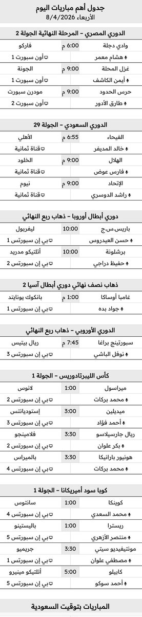 مباريات اليوم ® tweet media
