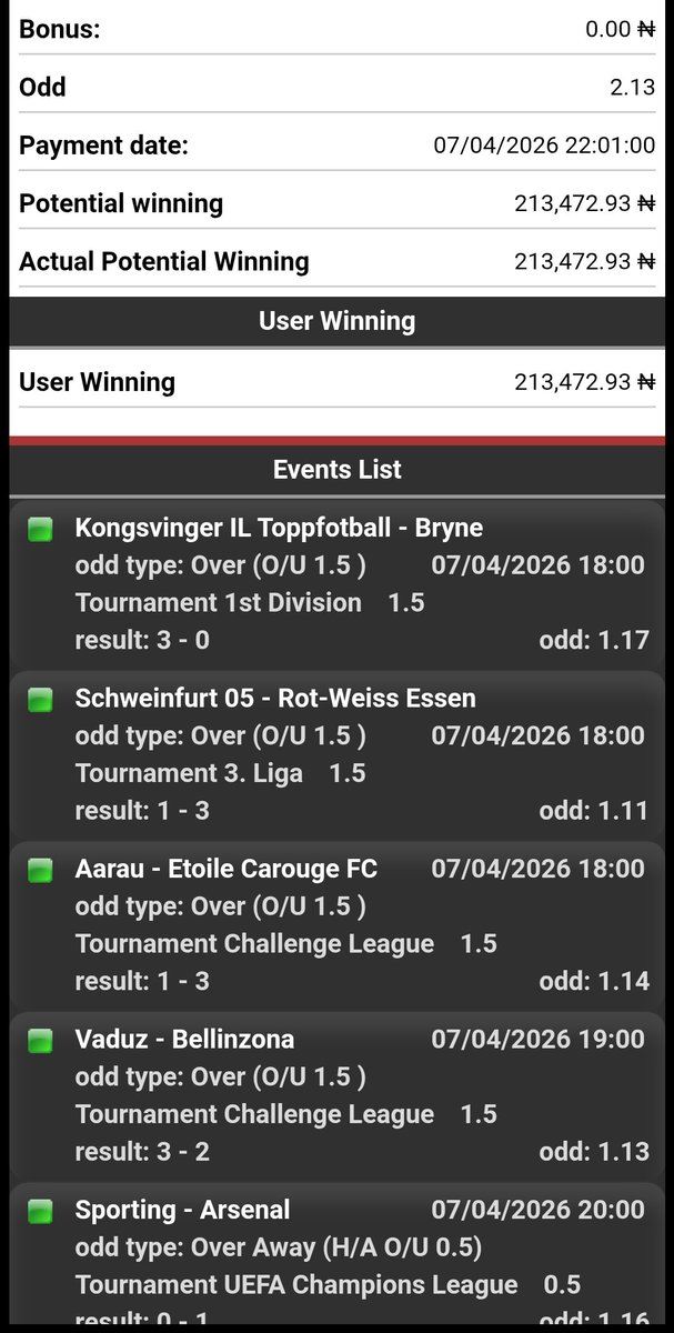 Daily_booom's tweet photo. BOOOOOOOOOM! 🍏🍏🍏✅✅✅👏👏🔥🔥💥🙏🙏🏆

DOUBLE 2ODDS ISSABOOM 🙌 

300K in the bag 🛍️💰 

Congratulations if you fed on it!

Join telegram for more 👉https://t.co/v3wVlxfZUy

@SmoothDeliveryy @pbtips_ https://t.co/pylXgjDDSe