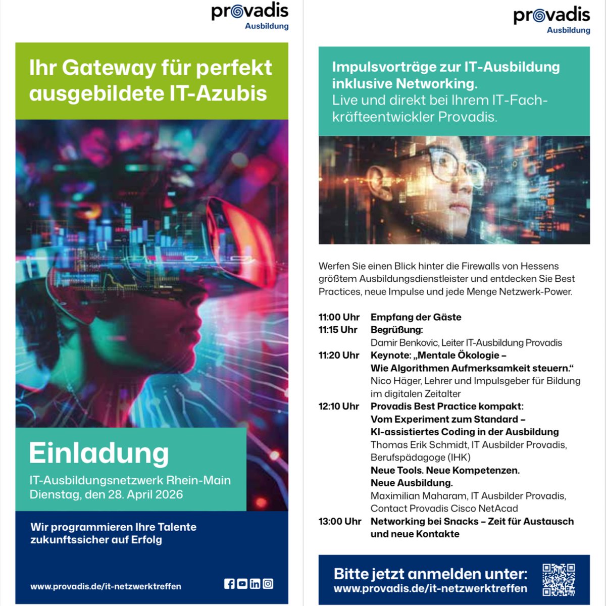 MarkoLitzinger's tweet image. Bei Provadis passiert Spannendes! 👀✨
Zu Besuch: Linh Grethe von HR Collective – Ideen 💡, Verbindungen 🤝, Zusammenarbeit 🚀.
Startschuss: IT-Netzwerktreffen am 28.4.2026.
Jetzt anmelden: provadis.de/it-netzwerktre…

#Provadis #Knowhow #ITAusbildung