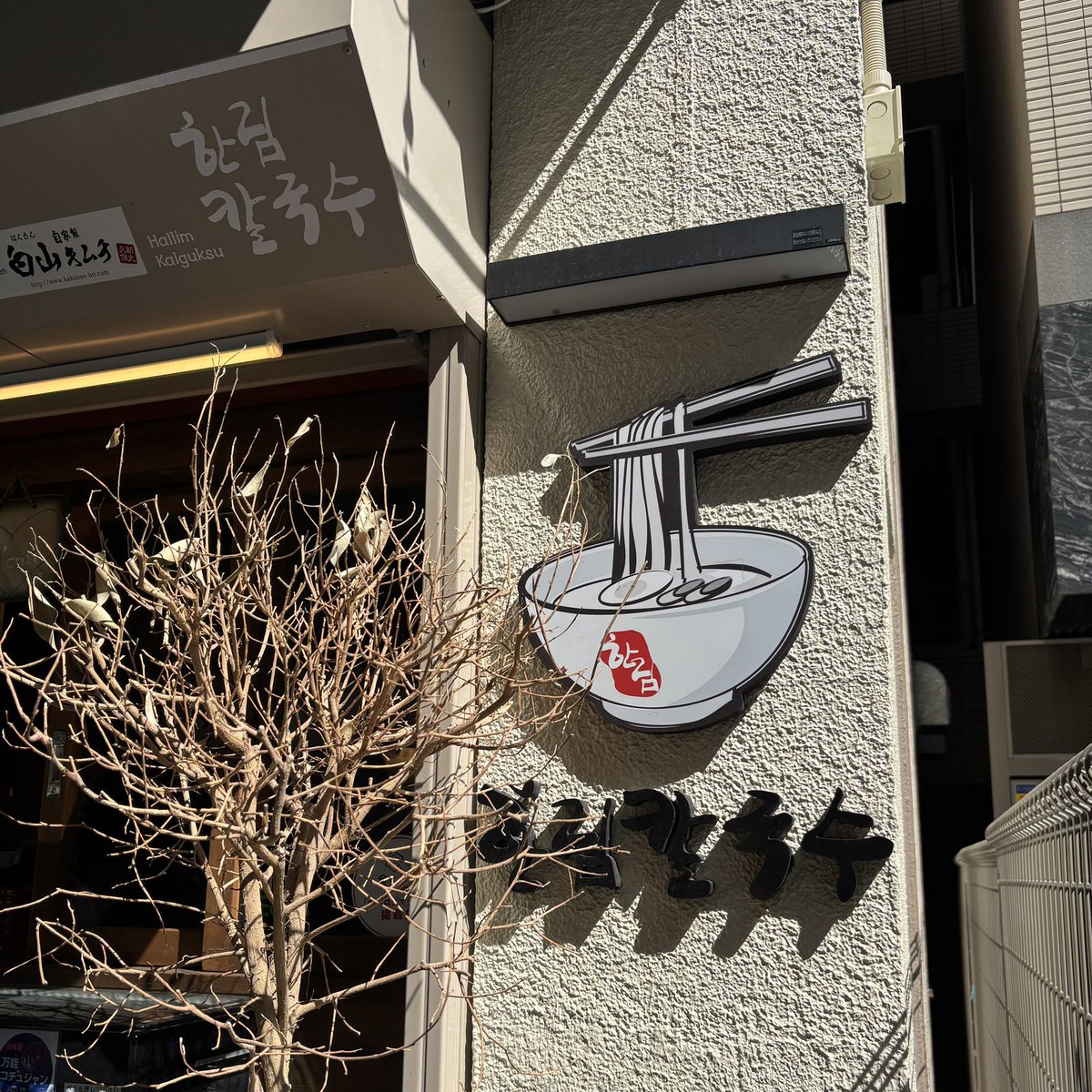 だいぶ迷ってたぶんココだ！ってところを見つけました🗼✨木が生い茂っててわからなかった😆

友達から連絡があり近くのカルグクス屋さんでランチ！美味しかった😋