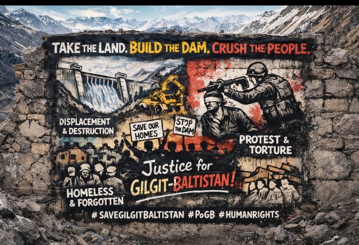 Jazz1034415's tweet photo. Take the land. Build the dam. Pose for headlines. Torture those who protest. This is the reality of "development" in Gilgit-Baltistan. Thousands strandedg, communities crushed. Basic justice demands should never require this. #SaveGilgitBaltistan #PoGB #HumanRights https://t.co/L7HTTapzCz