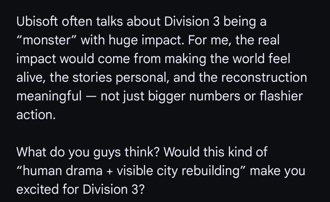 kangaerudai's tweet image. My wish
#TheDivision3 #TheDivision #DivisionFeedback #TheDivision2 #GameSuggestions #Ubisoft