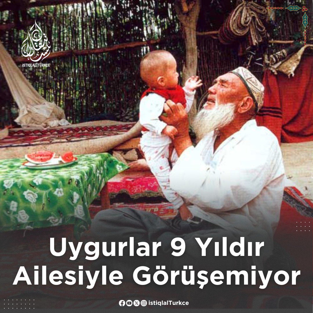 IstiqlalTurkce's tweet photo. 9 Kış, 9 Yaz Geçti...
Doğu Türkistanlılar 3.291 gündür aileleriyle görüşemiyor! 
#Uygur #Soykırım #DoğuTürkistan #SessizÇığlık #Unutma #Özgürlük #ÇindeYıkılacak #FreeTurkistan https://t.co/SQaK2Hzd4i