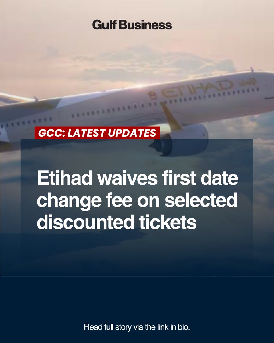 GulfBusiness's tweet image. With this move, Etihad aims to provide added convenience while maintaining structured fare conditions

Full story: gulfbusiness.com/en/2026/aviati…

#EtihadAirways #AviationNews #TravelUpdate #AirlineIndustry #TravelFlexibility #FlightBooking #TravelDeals #BusinessTravel #UAETravel
